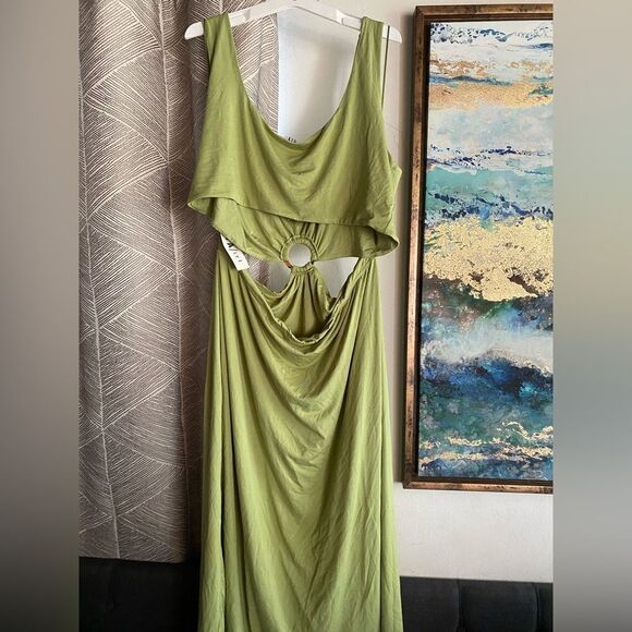 GIA IRL Plus Green Cutout Maxi Dress Womens Sz 2 18/20 Sleeveless NWT - Picture 8 of 17